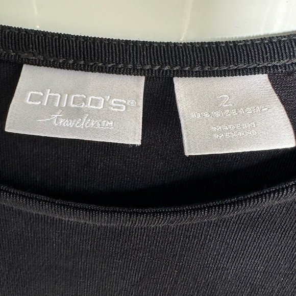 Chicos Travelers Black Pullover Top Size 2 (12-14)
3/4 sleeves - Picture 3 of 6